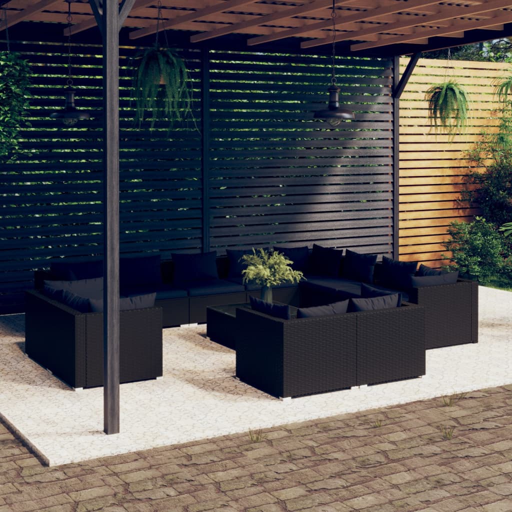13 Piece Garden Lounge Set With Cushions Grey Poly Rattan