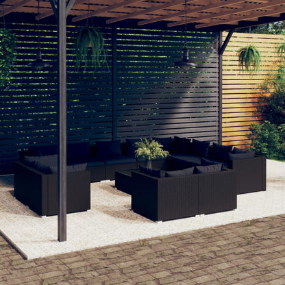 13 Piece Garden Lounge Set With Cushions Grey Poly Rattan
