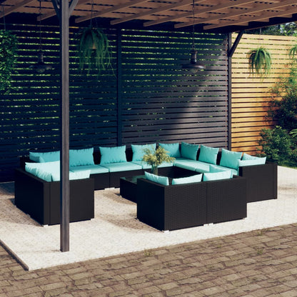 13 Piece Garden Lounge Set With Cushions Grey Poly Rattan