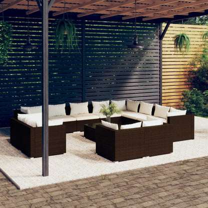 13 Piece Garden Lounge Set With Cushions Grey Poly Rattan