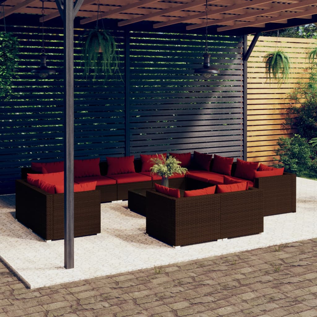 13 Piece Garden Lounge Set With Cushions Grey Poly Rattan