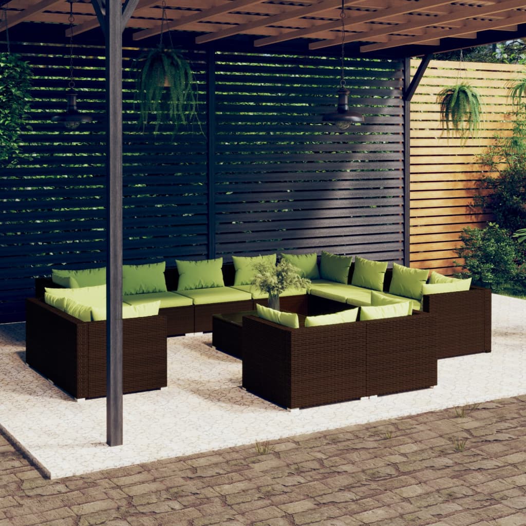13 Piece Garden Lounge Set With Cushions Grey Poly Rattan