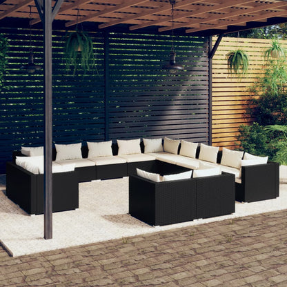 13 Piece Garden Lounge Set With Cushions Grey Poly Rattan