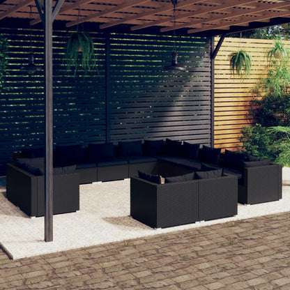 13 Piece Garden Lounge Set With Cushions Grey Poly Rattan