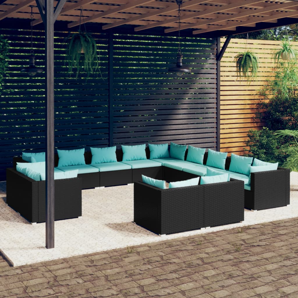 13 Piece Garden Lounge Set With Cushions Grey Poly Rattan