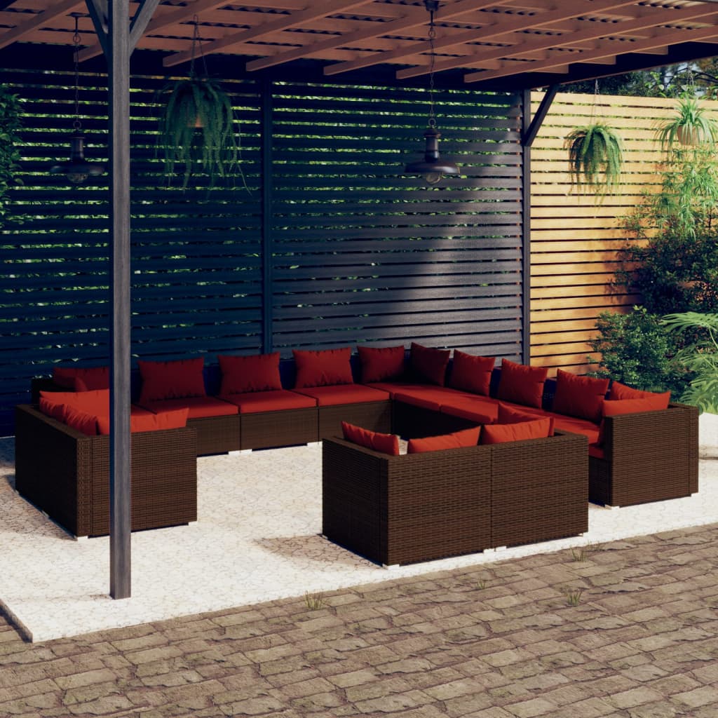 13 Piece Garden Lounge Set With Cushions Grey Poly Rattan