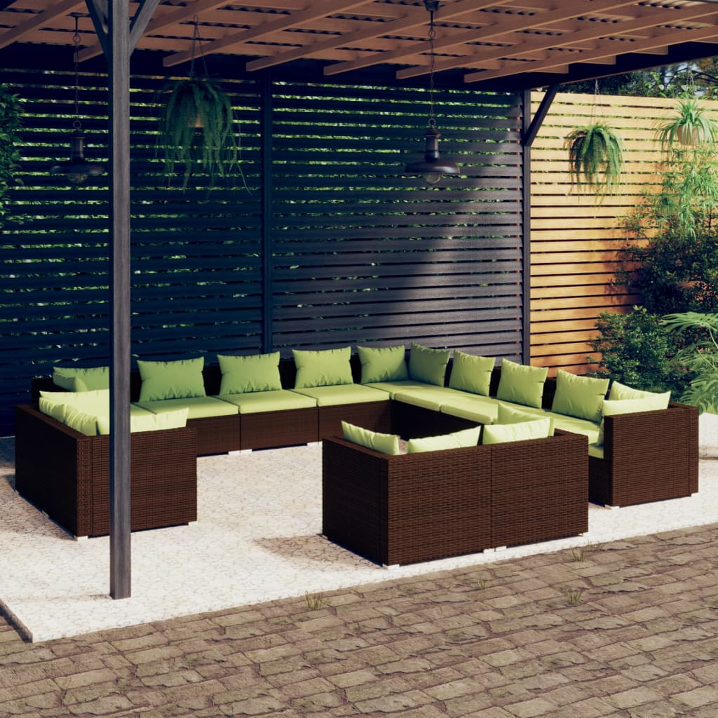 13 Piece Garden Lounge Set With Cushions Grey Poly Rattan