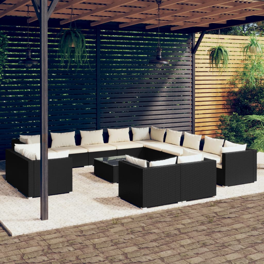 13 Piece Garden Lounge Set With Cushions Grey Poly Rattan