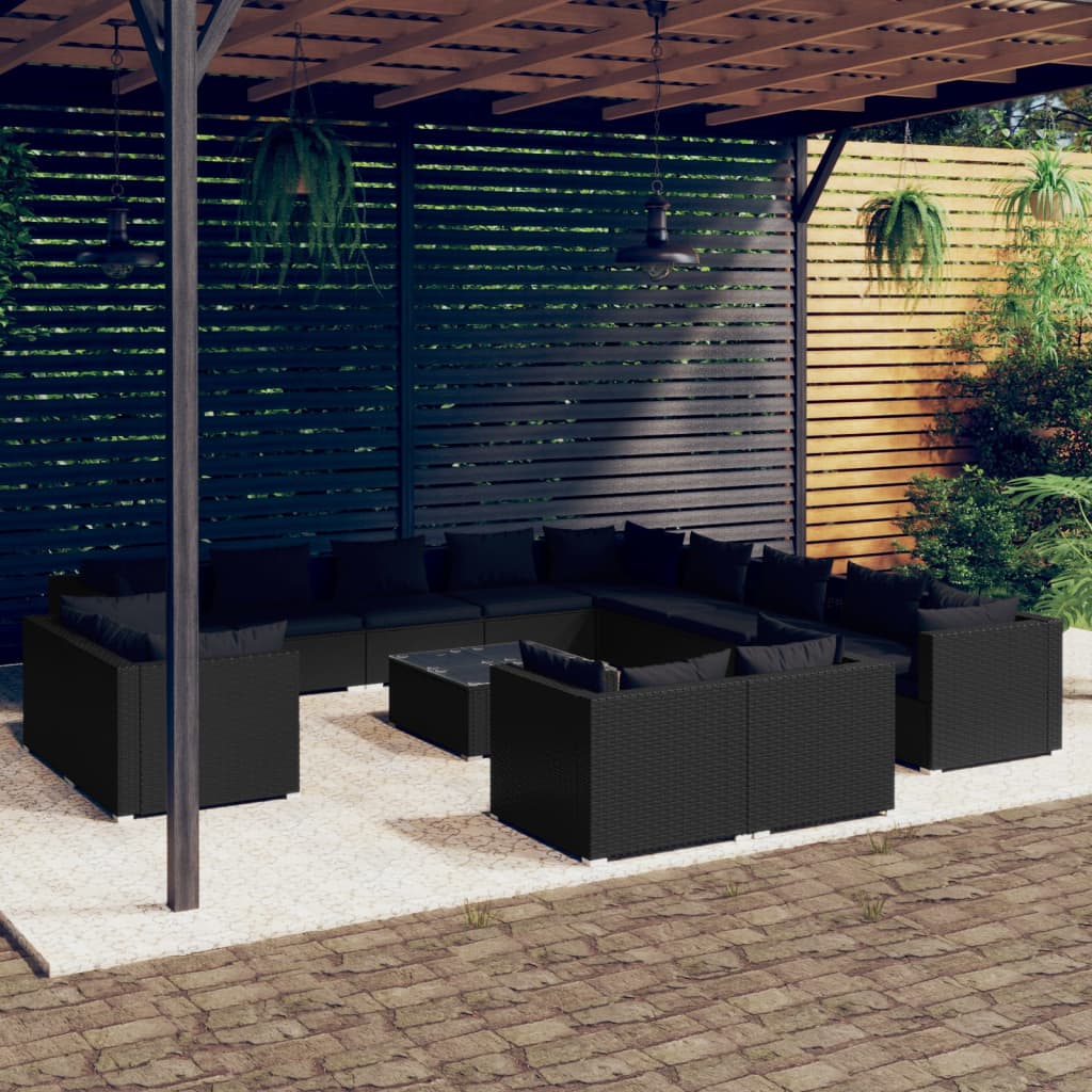13 Piece Garden Lounge Set With Cushions Grey Poly Rattan