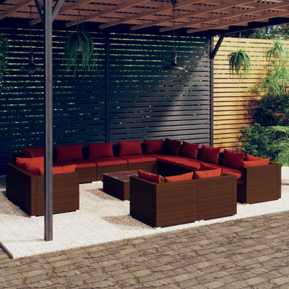 13 Piece Garden Lounge Set With Cushions Grey Poly Rattan