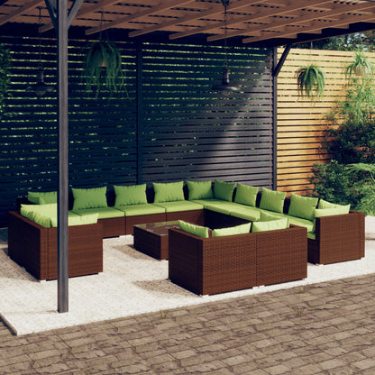 13 Piece Garden Lounge Set With Cushions Grey Poly Rattan