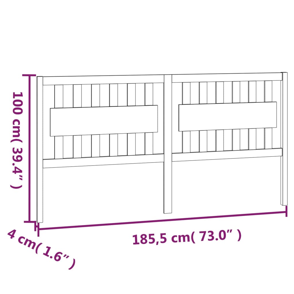 Bed Headboard 185.5 Cm Solid Wood Pine