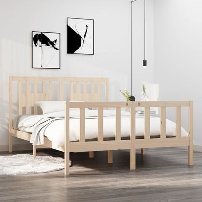 Bed Frame Without Mattress Solid Wood Pine 183X203 Cm King