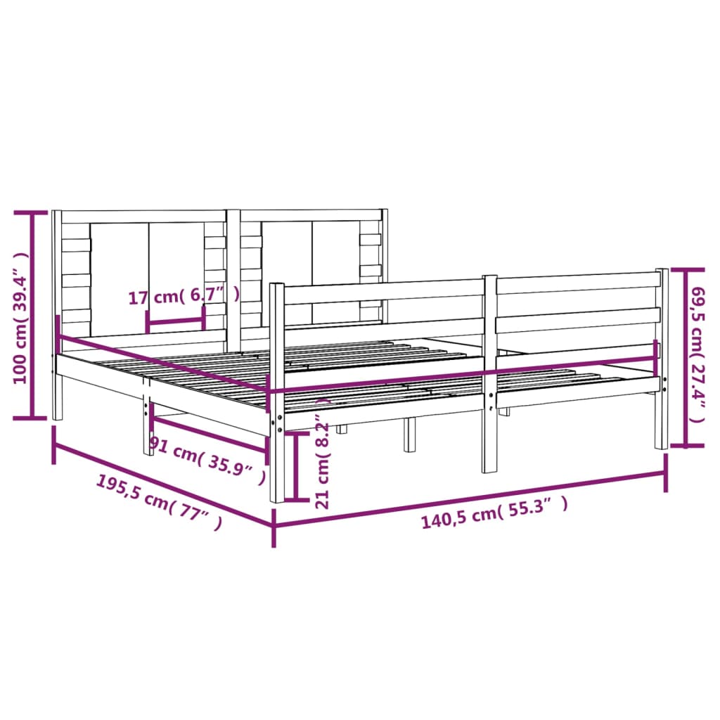 Bed Frame Without Mattress Solid Wood Pine