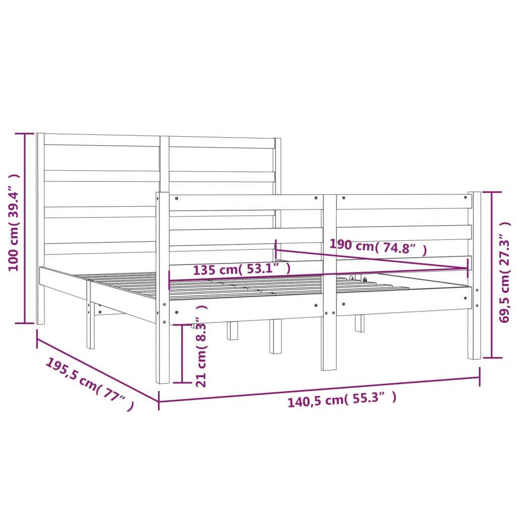 Bed Frame Without Mattress Solid Wood Pine
