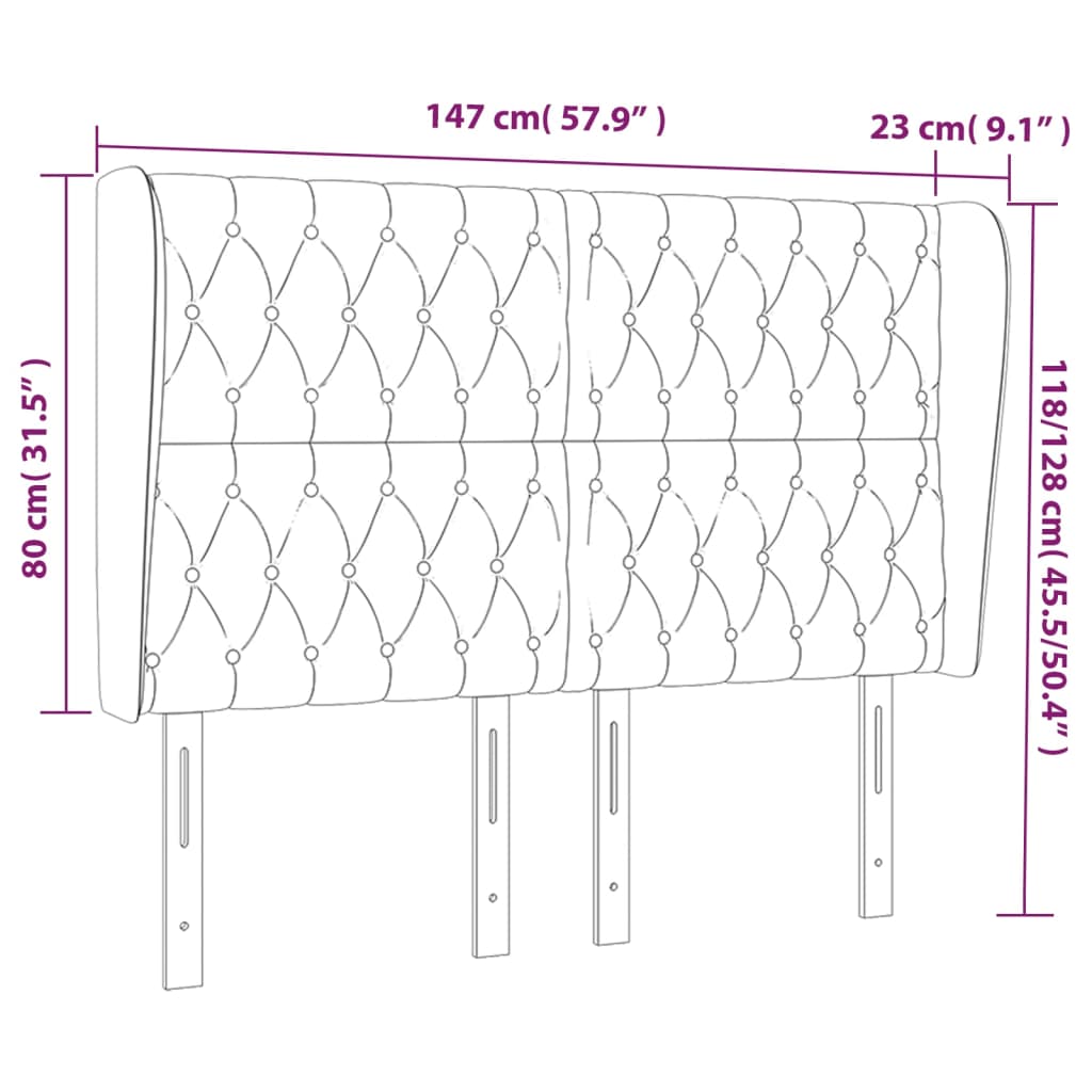Headboard With Ears 147 Cm Fabric