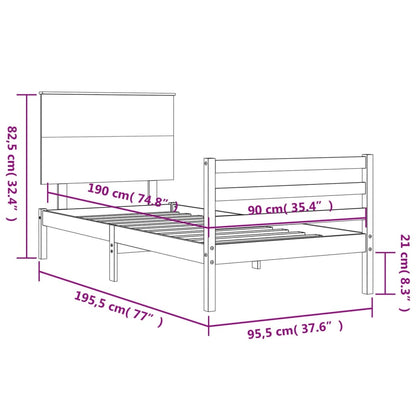 Bed Frame Without Mattress 90X190 Cm Solid Wood