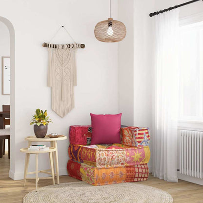 2-Seater Modular Pouffe Fabric