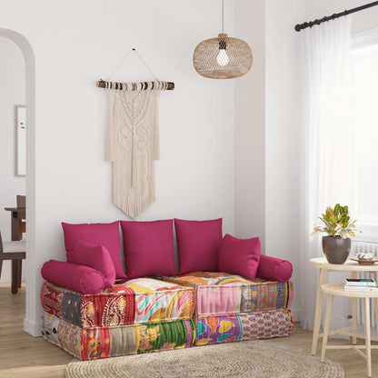 2-Seater Modular Pouffe Fabric