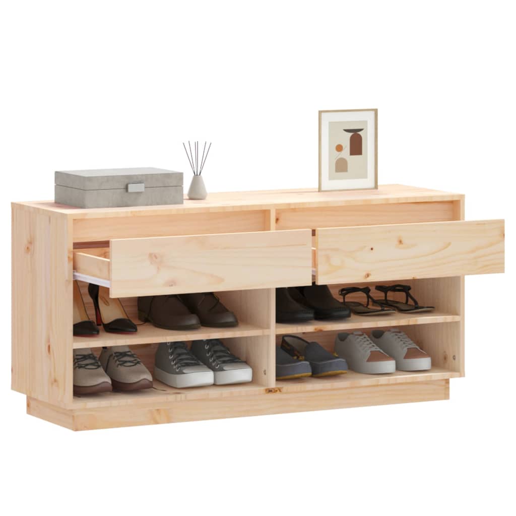 Shoe Cabinet 110X34X52 Cm Solid Wood Pine