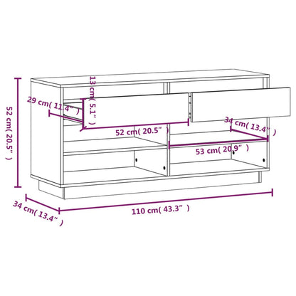 Shoe Cabinet 110X34X52 Cm Solid Wood Pine