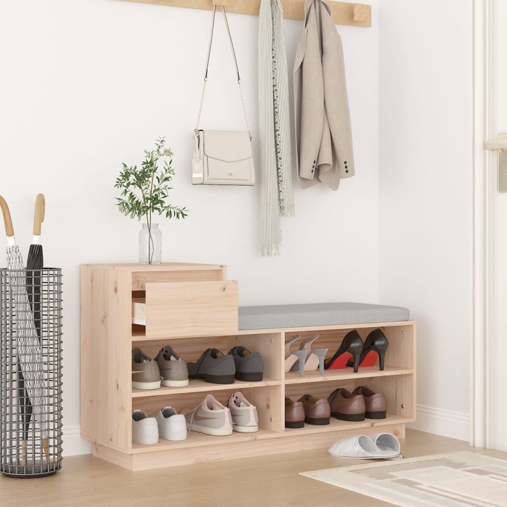 Shoe Cabinet 110X34X61 Cm Solid Wood Pine