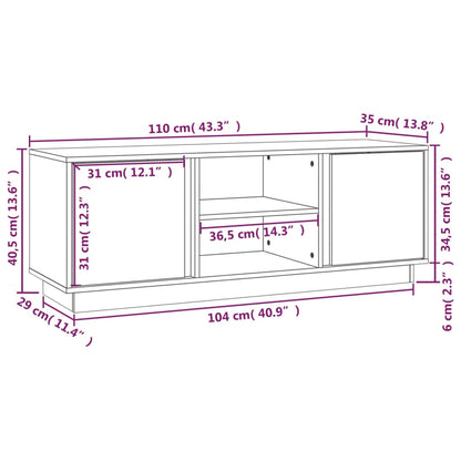 Tv Cabinet 110X35X40.5 Cm Solid Wood Pine