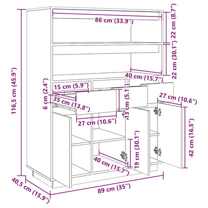 Highboard 89X40X116.5 Cm Solid Wood Pine