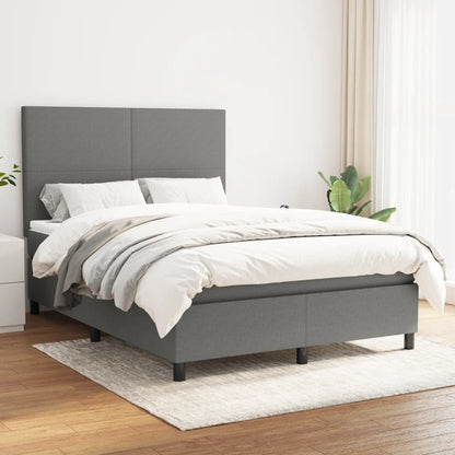 Box Spring Bed With Mattress Dark Grey 106X203 Cm Fabric