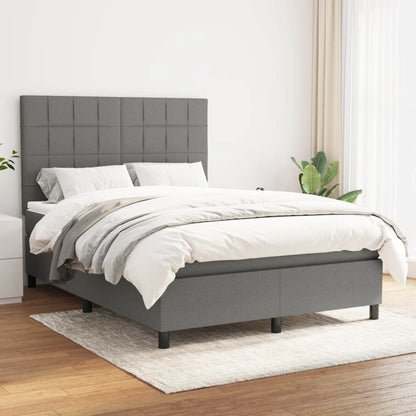 Box Spring Bed With Mattress Dark Grey 106X203 Cm Fabric