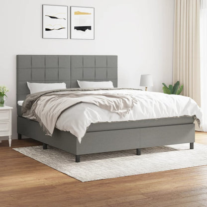 Box Spring Bed With Mattress Dark Grey 106X203 Cm Fabric