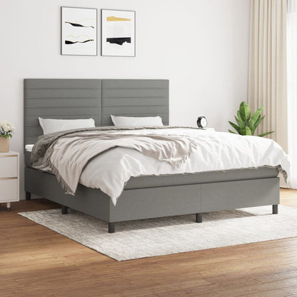 Box Spring Bed With Mattress Dark Grey 106X203 Cm Fabric