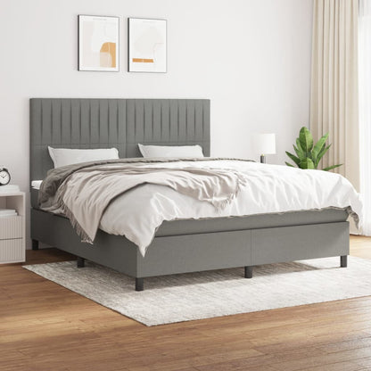 Box Spring Bed With Mattress Dark Grey 106X203 Cm Fabric