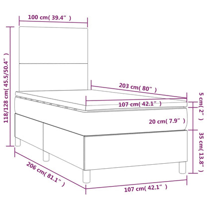 Box Spring Bed With Mattress&Led Black 106X203 Cm Faux Leather