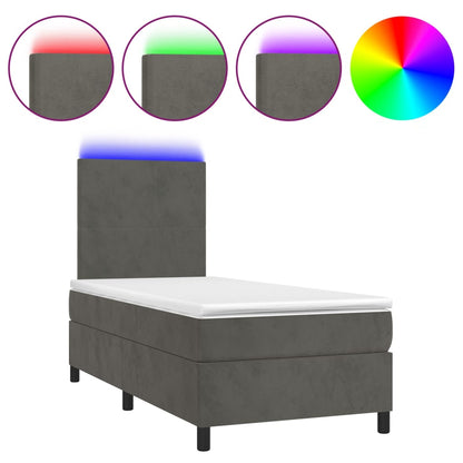 Box Spring Bed With Mattress&Led 106X203 Cm Velvet