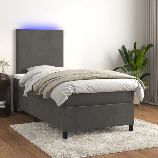 Box Spring Bed With Mattress&Led 106X203 Cm Velvet
