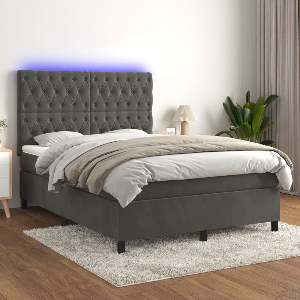 Box Spring Bed With Mattress&Led 106X203 Cm Velvet