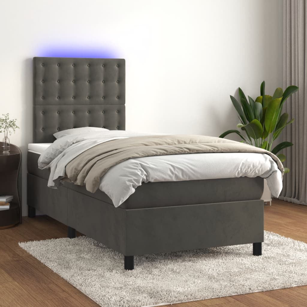 Box Spring Bed With Mattress&Led 106X203 Cm Velvet