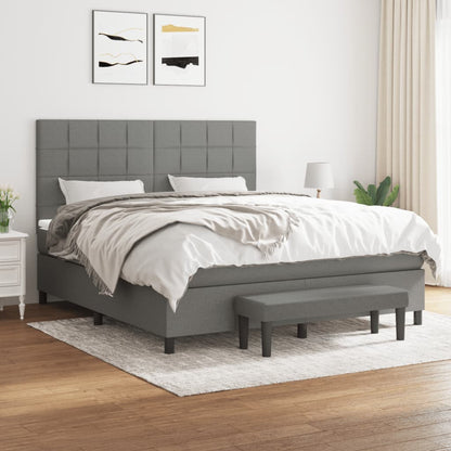Box Spring Bed With Mattress Dark Grey 106X203 Cm Fabric
