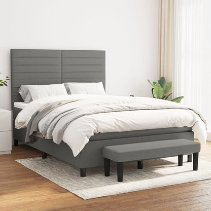 Box Spring Bed With Mattress Dark Grey 106X203 Cm Fabric