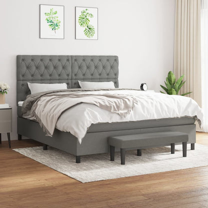 Box Spring Bed With Mattress Dark Grey 106X203 Cm Fabric