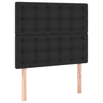 Box Spring Bed With Mattress Black 106X203 Cm Faux Leather