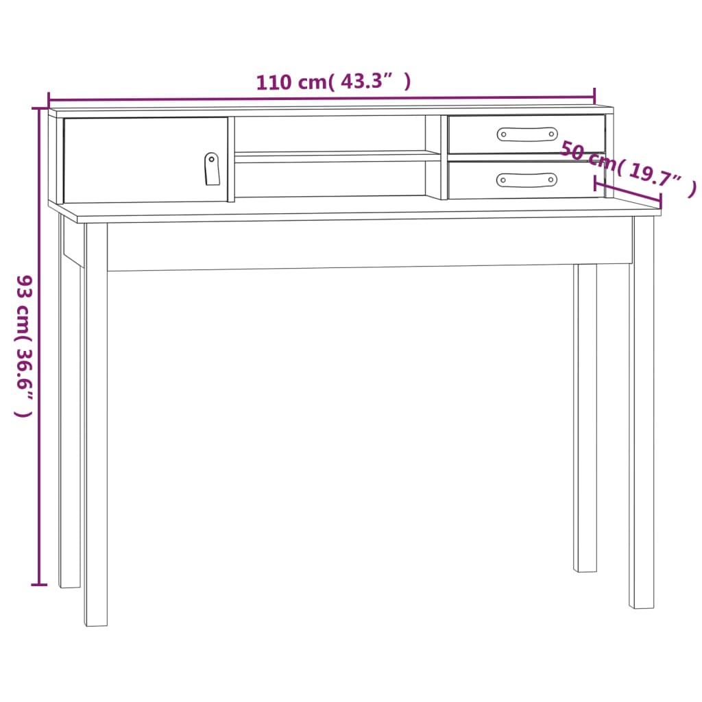 Desk 110X50X93 Cm Solid Wood Pine