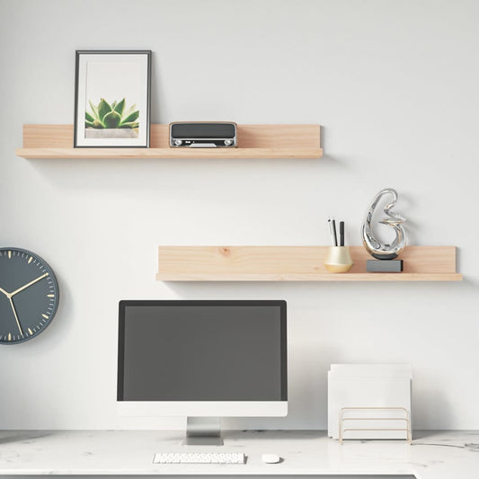 Wall Shelves 2 Pcs Solid Wood Pine