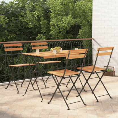 7 Piece Folding Bistro Set Solid Wood Acacia And Steel