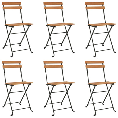 7 Piece Folding Bistro Set Solid Wood Acacia And Steel