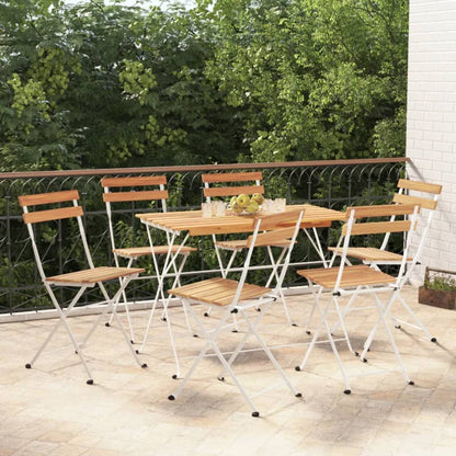 7 Piece Folding Bistro Set Solid Wood Acacia And Steel