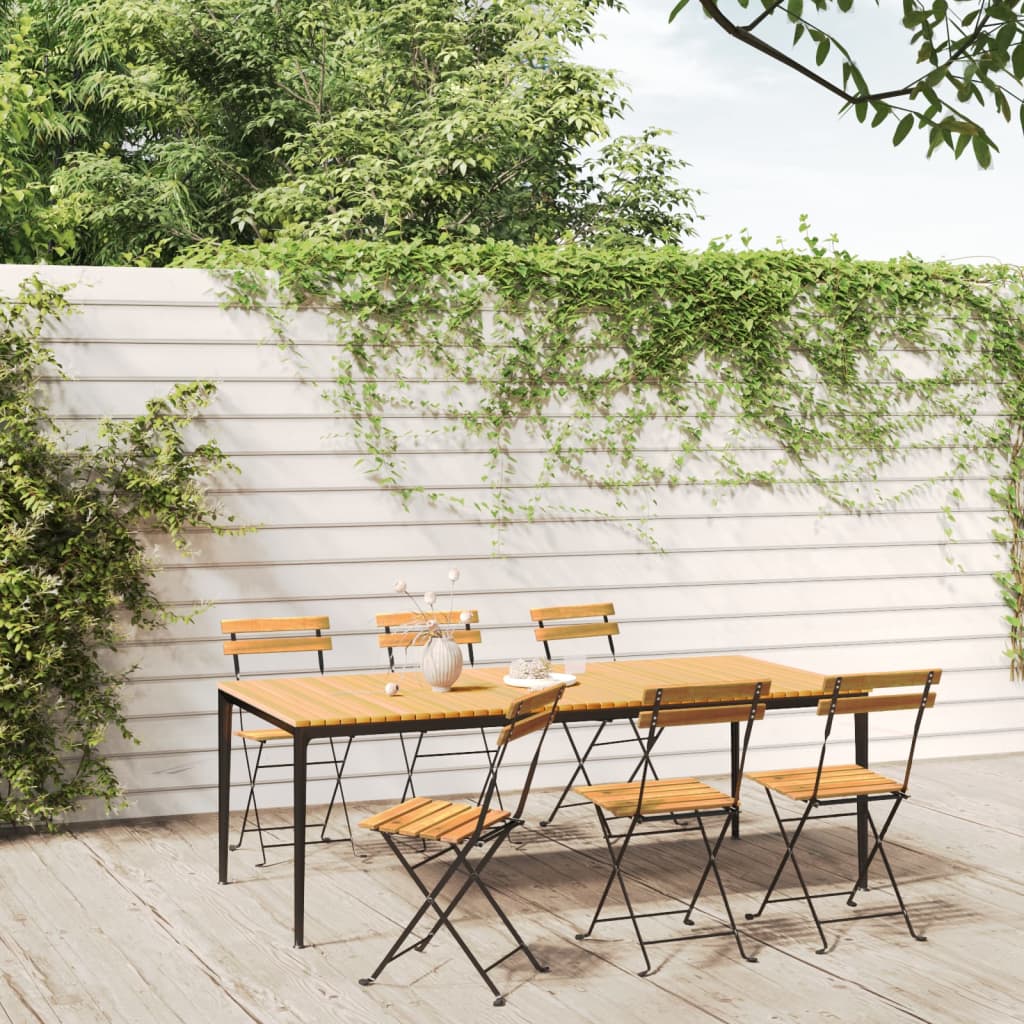 Folding Bistro Chairs 8 Pcs Solid Wood Acacia And Steel