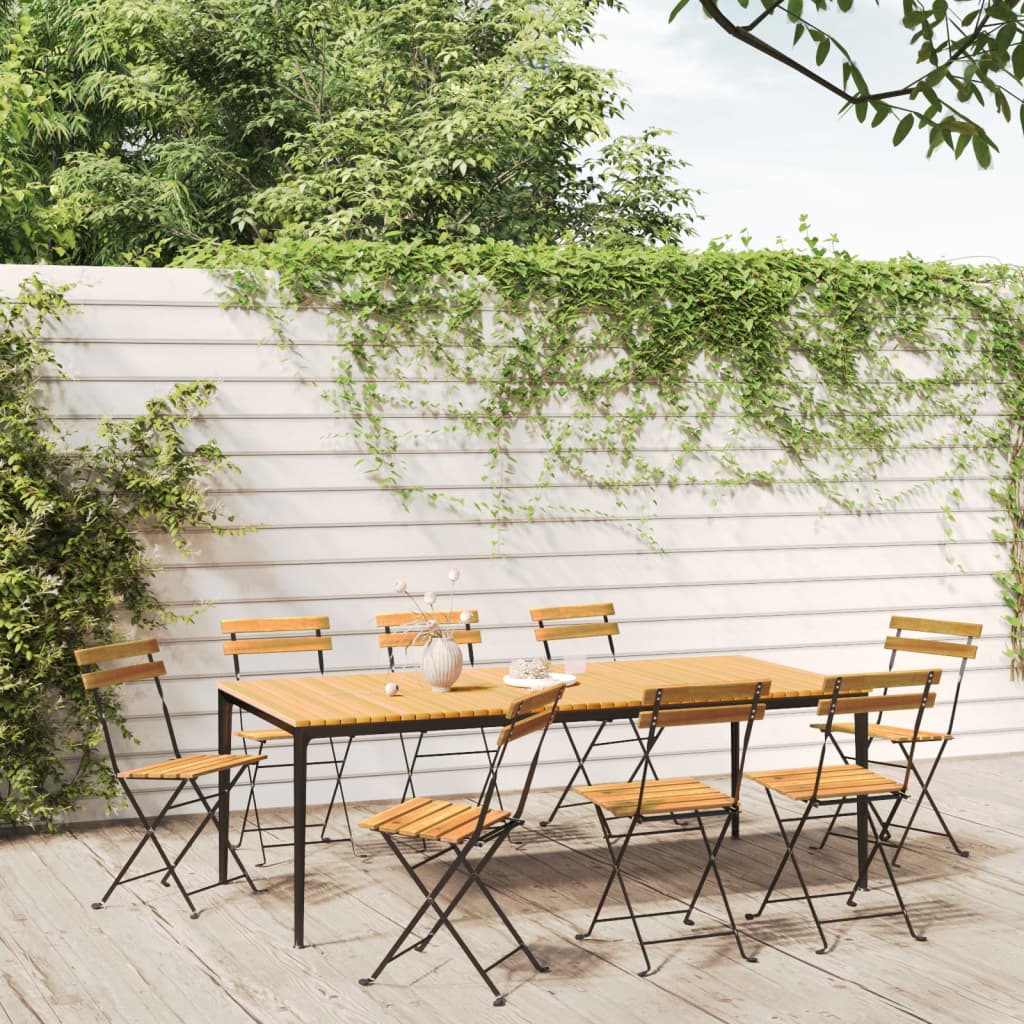 Folding Bistro Chairs 8 Pcs Solid Wood Acacia And Steel
