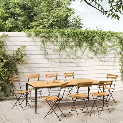 Folding Bistro Chairs 8 Pcs Solid Wood Acacia And Steel